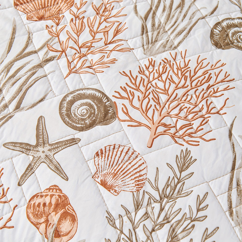 2\u002F3pcs New Ocean Shell Pattern Thin Quilt Set, Comfortable Polyester Quilt, Washable, with Pillowcase (No Filling), Suitable for Bedroom, Guest Room, Room Decoration