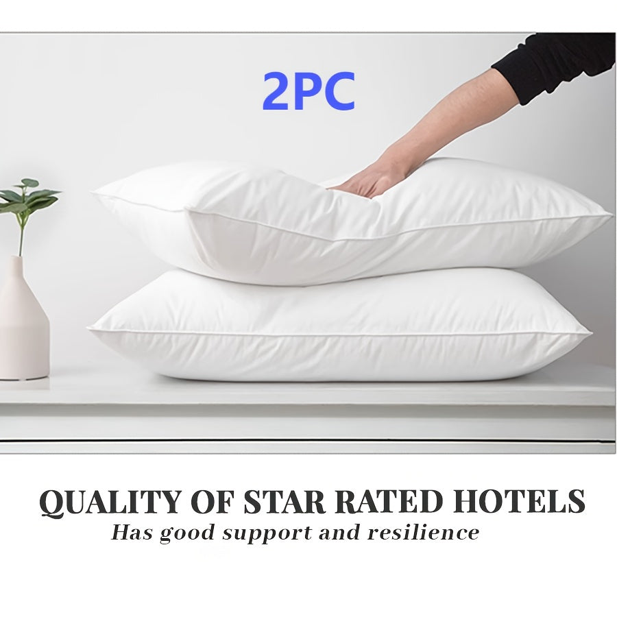 2pcs White Checkered High Pillows - Soft, Supportive Neck & Back Support for Deep Sleep, All-Season Comfort, Machine Washable, Perfect for Home Use, Pillows for Sleeping