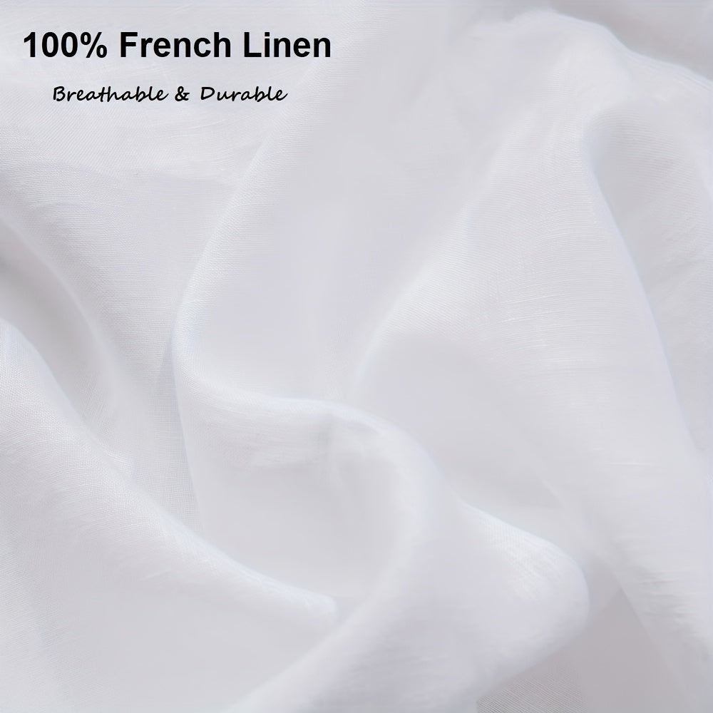 Washed French Linen Sheet Set (1 Flat Sheet, 1 Fitted Sheet & 1or2 Pillowcases), 16\