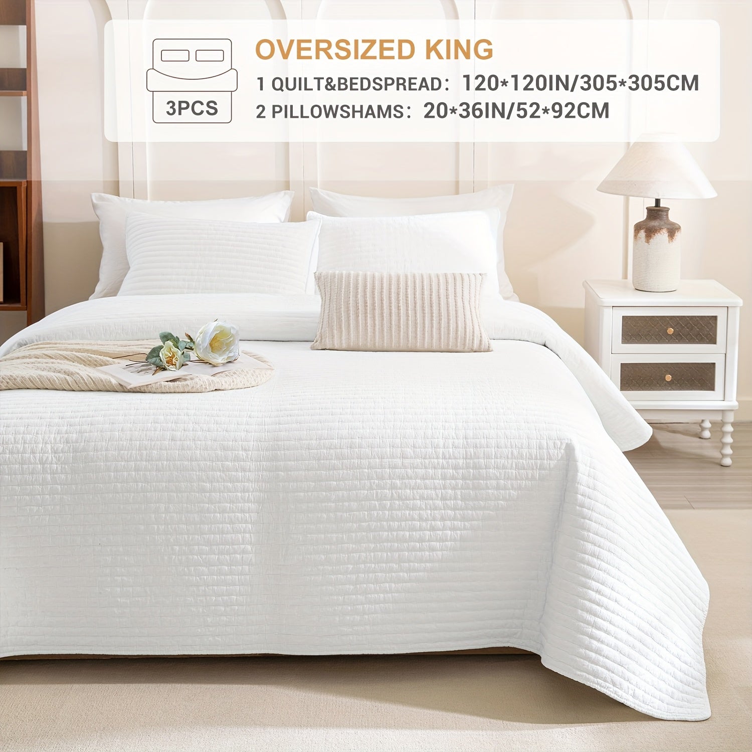 Lightweight Soft Extra Large Thin Quilt Set 3pcs, Minimalist Aesthetic Style, Ultra-Soft Comfortable Lightweight Bedding for All Seasons