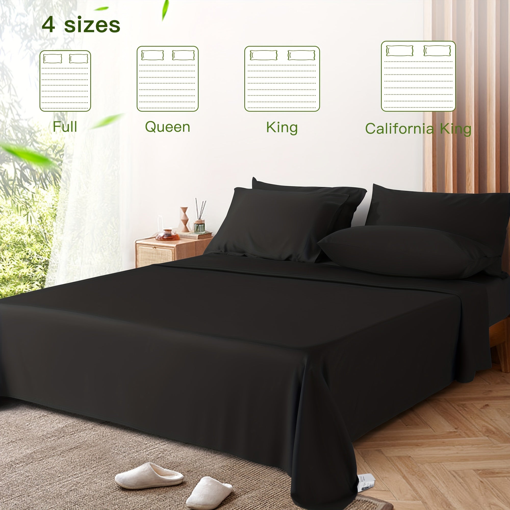 LBRO2M 4\u002F6pcs Bamboo Bed Sheets Set, Luxury Silky Breathable Sheet Set, Ultra Soft Sheet for Hot Sleepers, 16\
