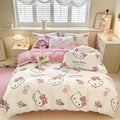 Sanrio-style Bedding Sets (4pcs) - Cinnamoroll, Hello Kitty, Kuromi - Soft and Comfortable Fabric - Includes 1 Duvet Cover, 1 Flat Sheet, 2 Pillowcases - Perfect as Gifts and Bedroom Decorations