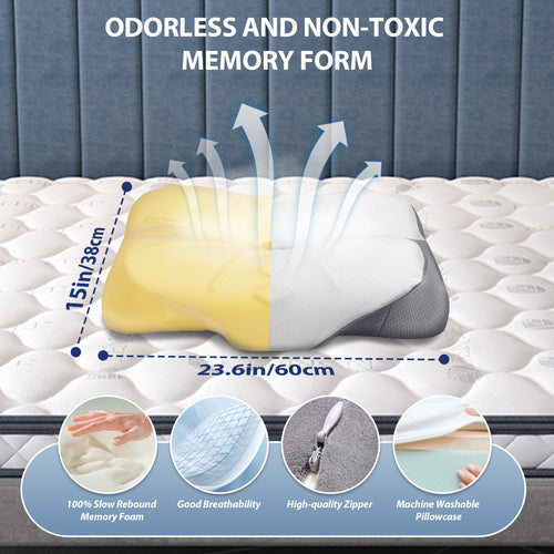 1pc Butterfly Shape Pillow - Ergonomic Cervical Support, Slow Rebound, Sleep Relaxation Neck Pillow, Neck Support Pillow, Back And Side Sleeper Bedding - Machine Washable Pillowcase, Gift For Elders And Parent