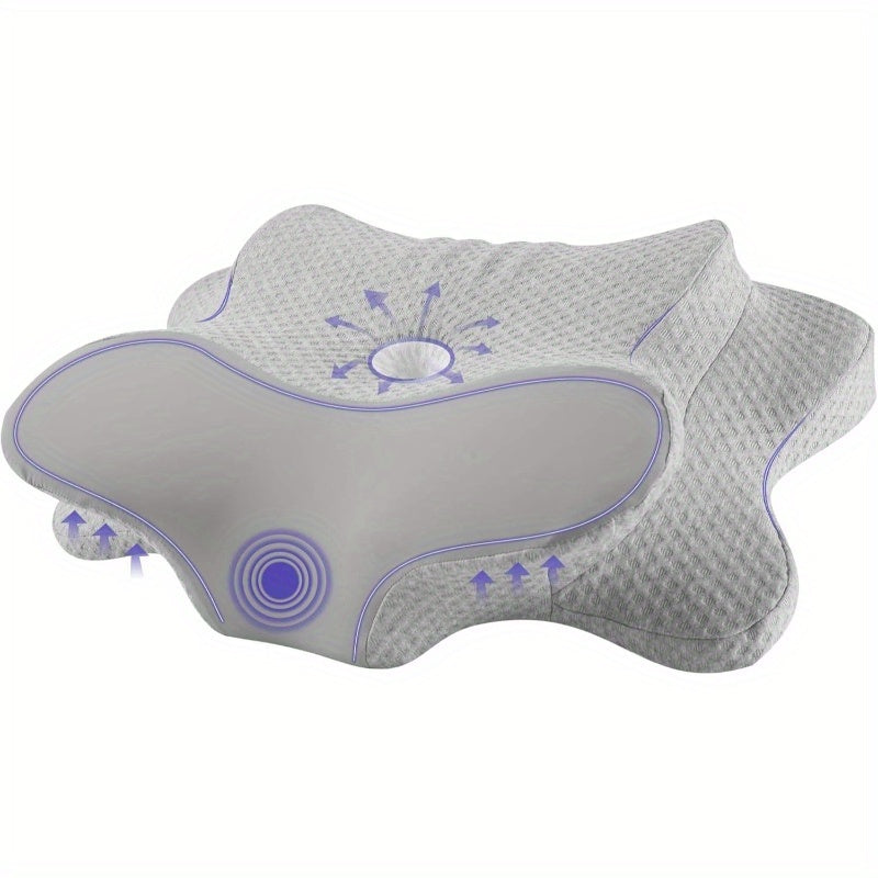 Cervical Neck Pillow, Foam Pillows Neck, Ergonomic Neck Support Pillow with Breathable Pillowcase, Orthopedic Contour Pillow Side Back Stomach Sleeper, Gray, Very Firm Small Neck Bone Pillow, Neck Pillow for Neck, Latex Neck Pillow, Neck Travel Pillow, Ba