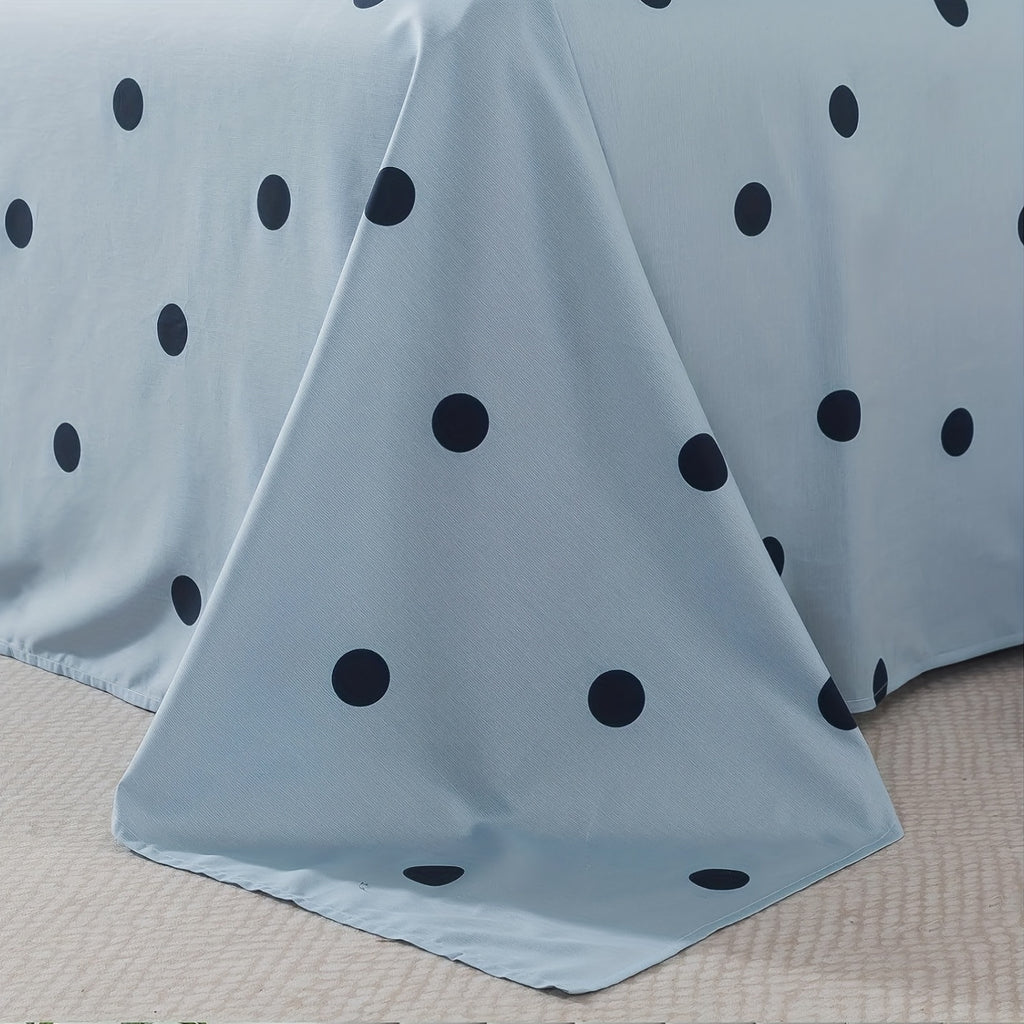 Light Blue Polka Dot Sheets 100% Cotton Geometric Bedding Teens Modern Circle Pattern College Bedding Deep Pocket Sheets With 2 Pillowcases Ultra Soft 4pcs