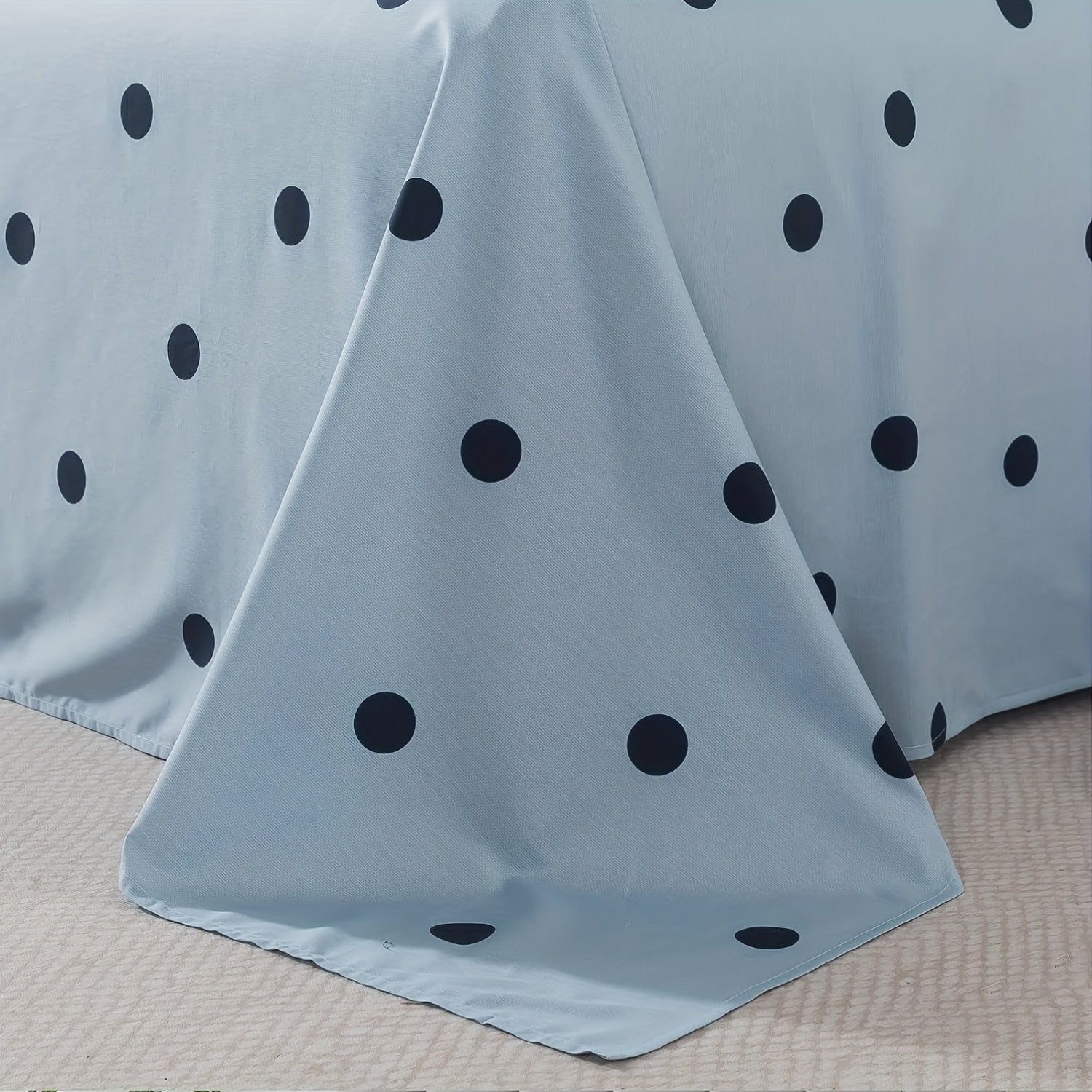 Light Blue Polka Dot Sheets 100% Cotton Geometric Bedding Teens Modern Circle Pattern College Bedding Deep Pocket Sheets With 2 Pillowcases Ultra Soft 4pcs