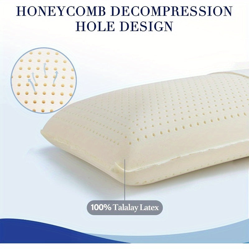 Natural Talalay Latex Sleeping Bed Pillow Luxury Soft Queen Size Pillow for Side Back and Stomach Sleepers Removable Breathable Cotton Cover Standard Size