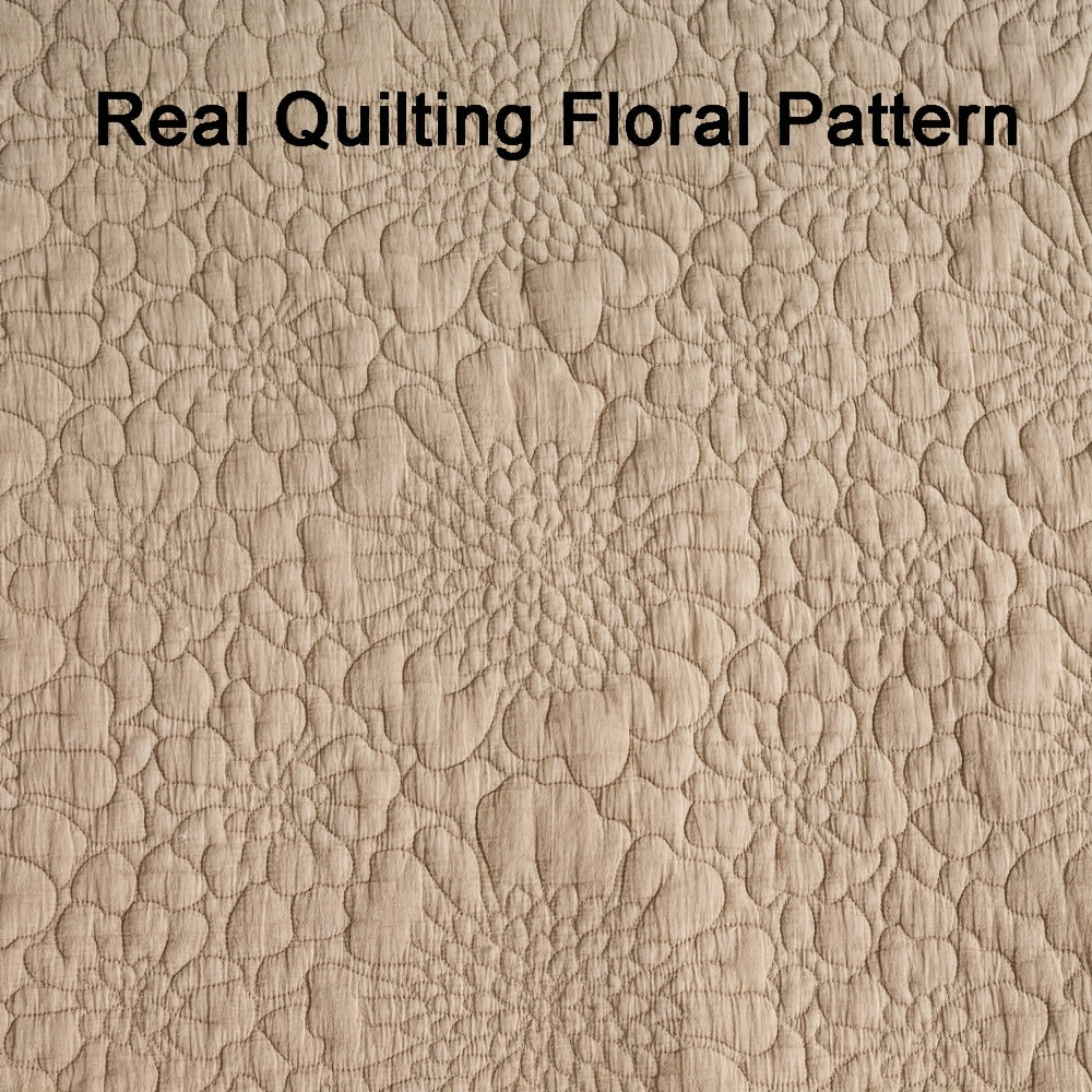 3pcs Stonewashed Cotton Reversible Floral Quilt Set Bedspreads, Real Quilting Soft & Breathable Quilt, All Seasons Lightweight Bedspread, Master Suites Or Guest Rooms Bedding Set (1 Quilt, 2 Pillow Shams), Machine Washable.