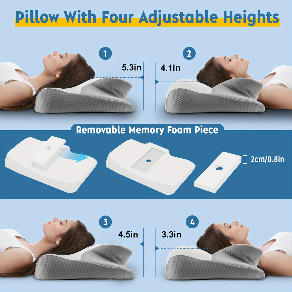 1pc Butterfly Shape Pillow - Ergonomic Cervical Support, Slow Rebound, Sleep Relaxation Neck Pillow, Neck Support Pillow, Back And Side Sleeper Bedding - Machine Washable Pillowcase, Gift For Elders And Parent