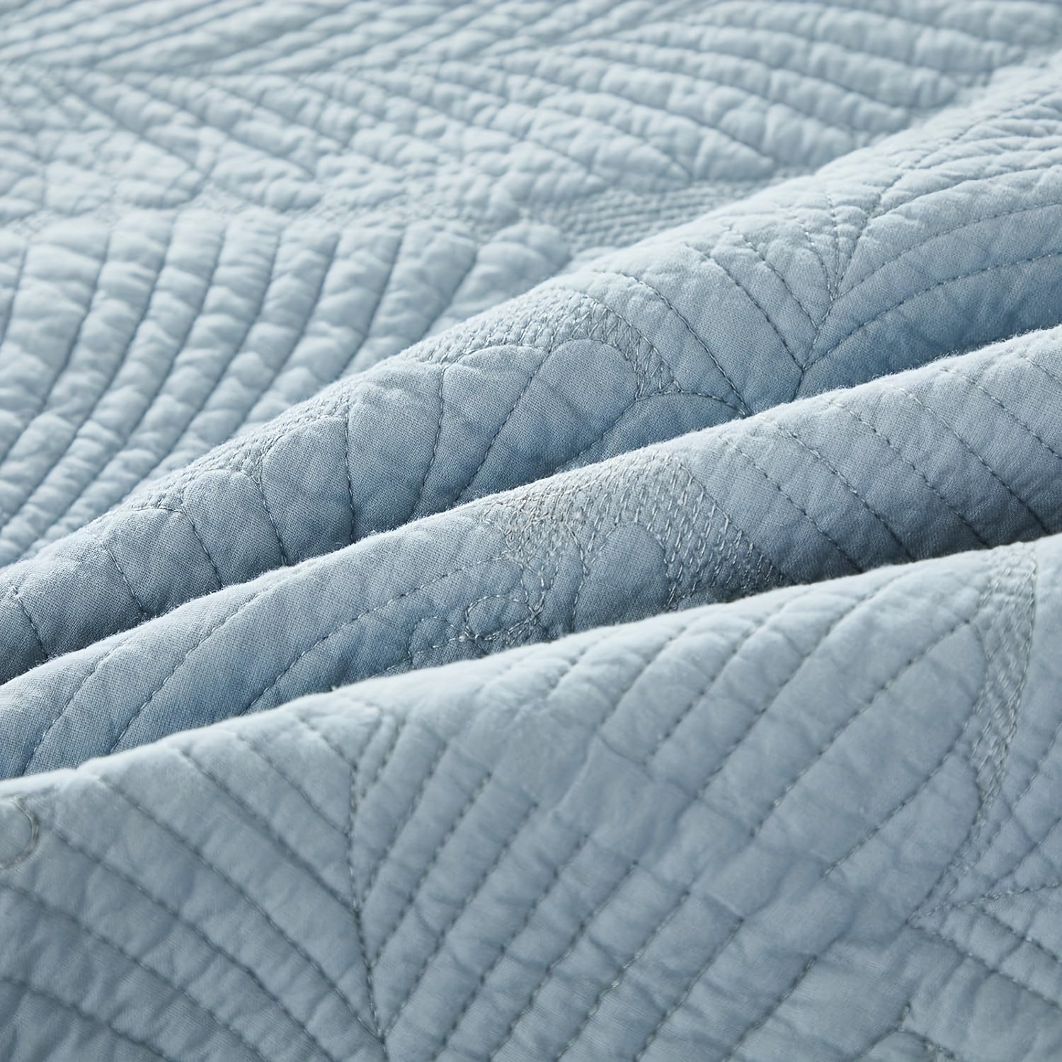 3Pcs Luxury Palm Tree Leaf Pattern Embroidered Quilt Set, 100% Cotton Blue Farmhouse Bedspread Set, Lightweight Soft Tropical Style Coverlet Set, for All-Season, Queen King Size