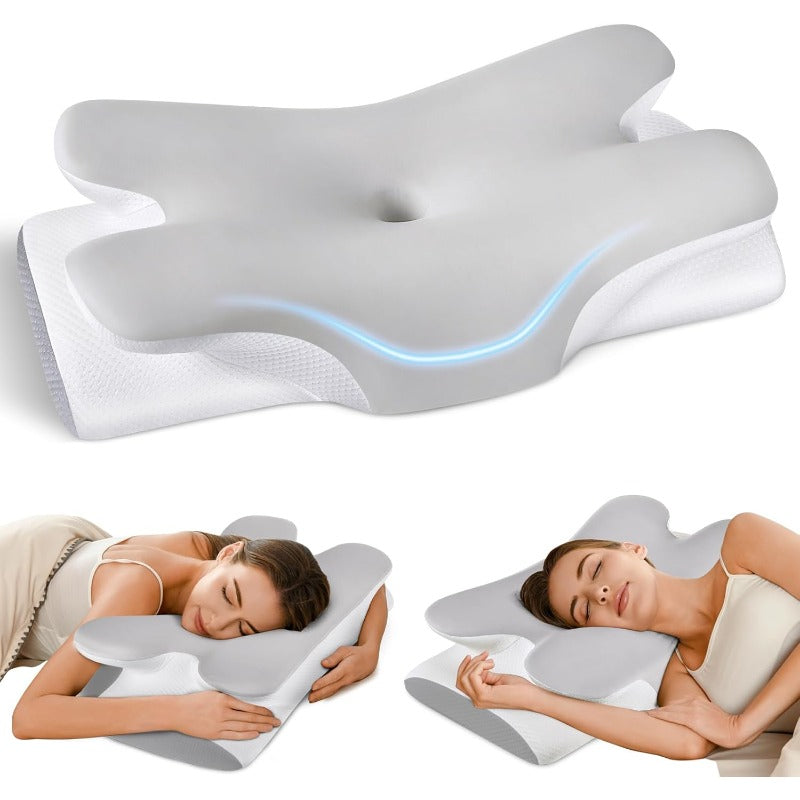 Cervical Neck Pillow for Neck Shoulder Pain Relief Soft Contour Side Sleeper Pillow of 2 Heights Odorl Qmax Cooling Memory Foam Orthopedic Bed Pillow for Back Stoh Sleeper