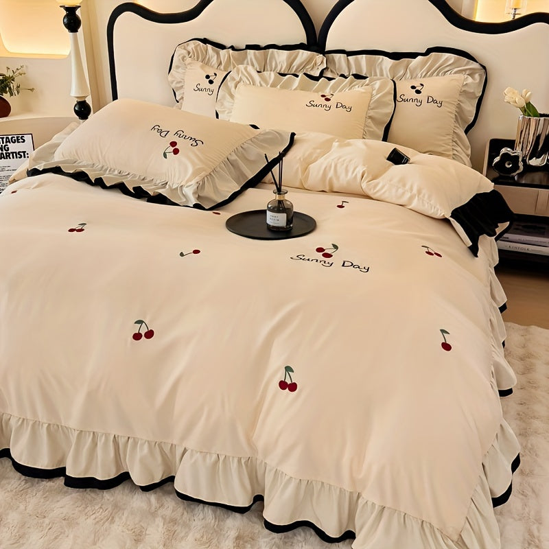 European And American Style Light Luxury Four-piece Bed Set High-end Embroidered Lace Quilt Set Sheet