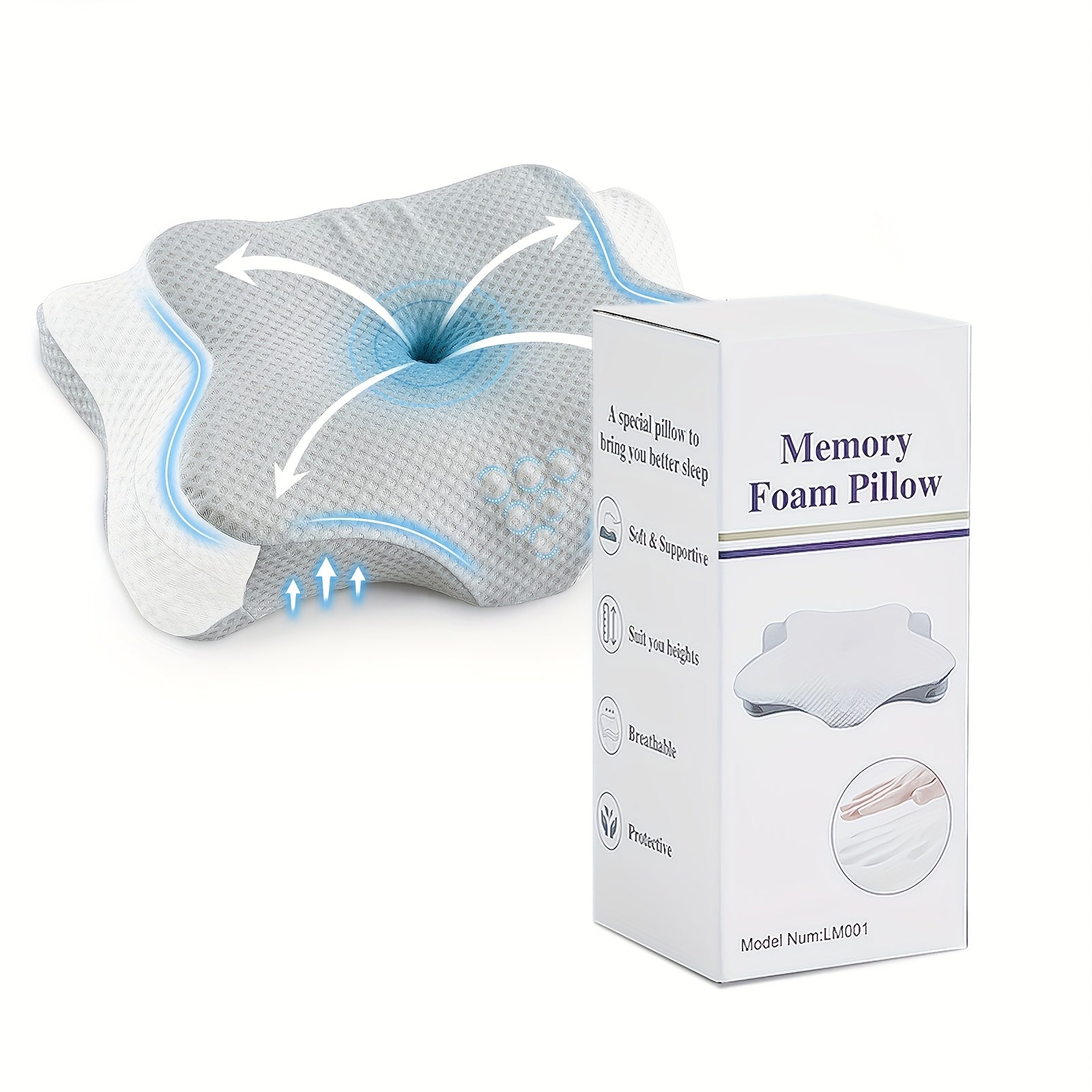 Cervical Pillow For Neck And Shoulder, Contour Memory Foam Pillow, Ergonomic Neck Support Pillow For Side Back Stomach Sleepers With Pillowcase