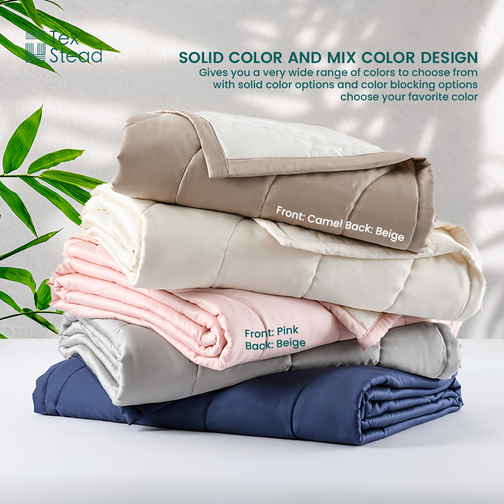 Luxurious Bamboo Fiber Quilt - French Style, Striped Summer Bedding for All Seasons, Machine Washable