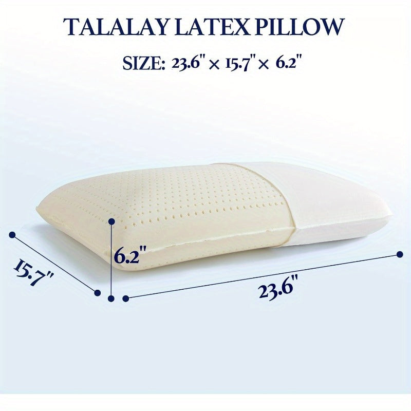 Natural Talalay Latex Sleeping Bed Pillow Luxury Soft Queen Size Pillow for Side Back and Stomach Sleepers Removable Breathable Cotton Cover Standard Size