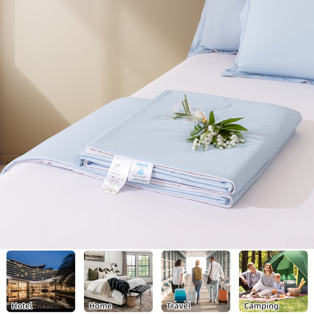 Three Geese Cooling Comforter King Size - Lightweight Soft Breathable Summer Comforter For Hot Sleepers And Night Sweats, Stay Cool All Night, Double Stitch, Q-Max\u003E 0.4 Ultra Soft Cooling Throw Cooling Blanket, Light Blue 106x90