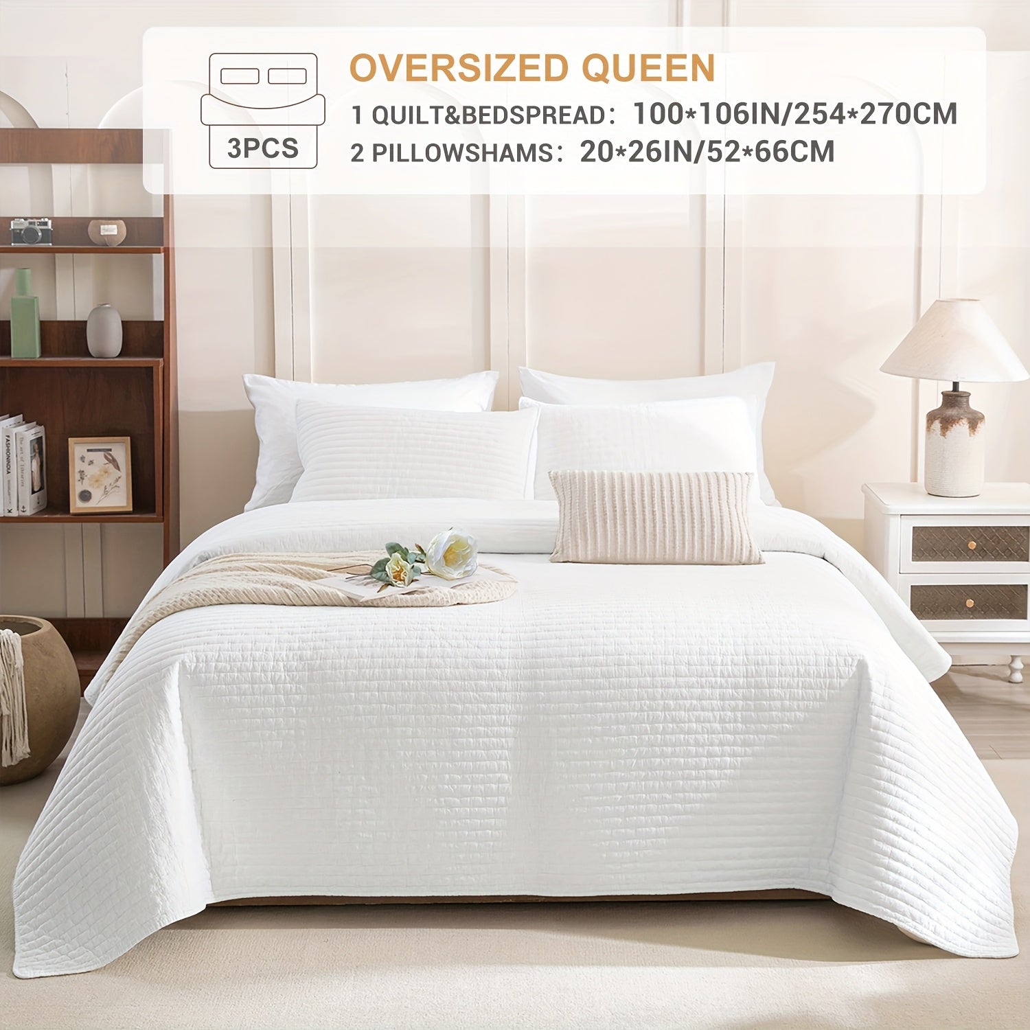 Lightweight Soft Extra Large Thin Quilt Set 3pcs, Minimalist Aesthetic Style, Ultra-Soft Comfortable Lightweight Bedding for All Seasons