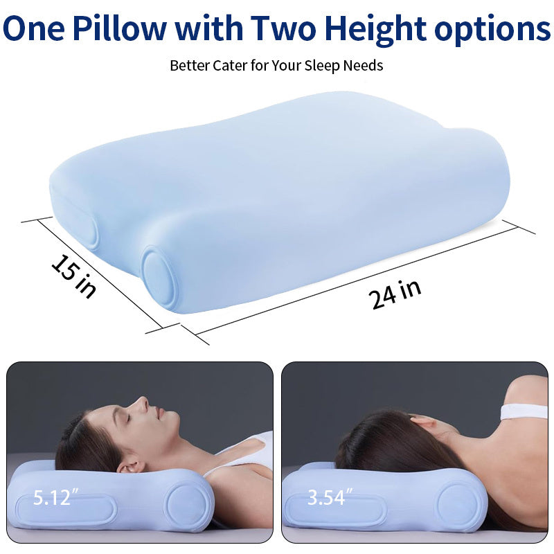 P3E Cervical Neck Pillow for Sleeping - Cooling Pillow, 3-Layer Ergonomic Neck Pillow with Adjustable Pillow Raiser for Side & Back Sleepers, Ergonomic Memory Foam Pillow, Medium Firm