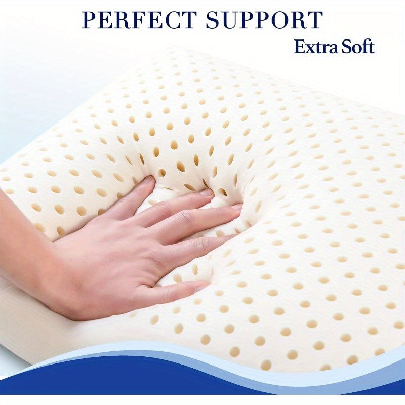 Natural Talalay Latex Sleeping Bed Pillow Luxury Soft Queen Size Pillow for Side Back and Stomach Sleepers Removable Breathable Cotton Cover Standard Size