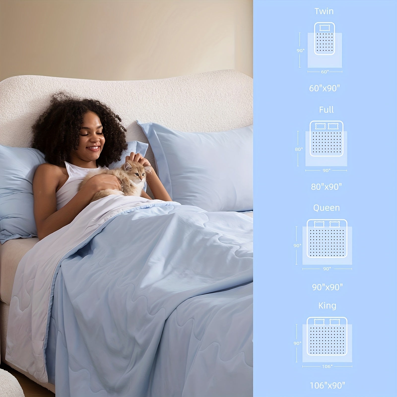 Three Geese Cooling Comforter King Size - Lightweight Soft Breathable Summer Comforter For Hot Sleepers And Night Sweats, Stay Cool All Night, Double Stitch, Q-Max\u003E 0.4 Ultra Soft Cooling Throw Cooling Blanket, Light Blue 106x90