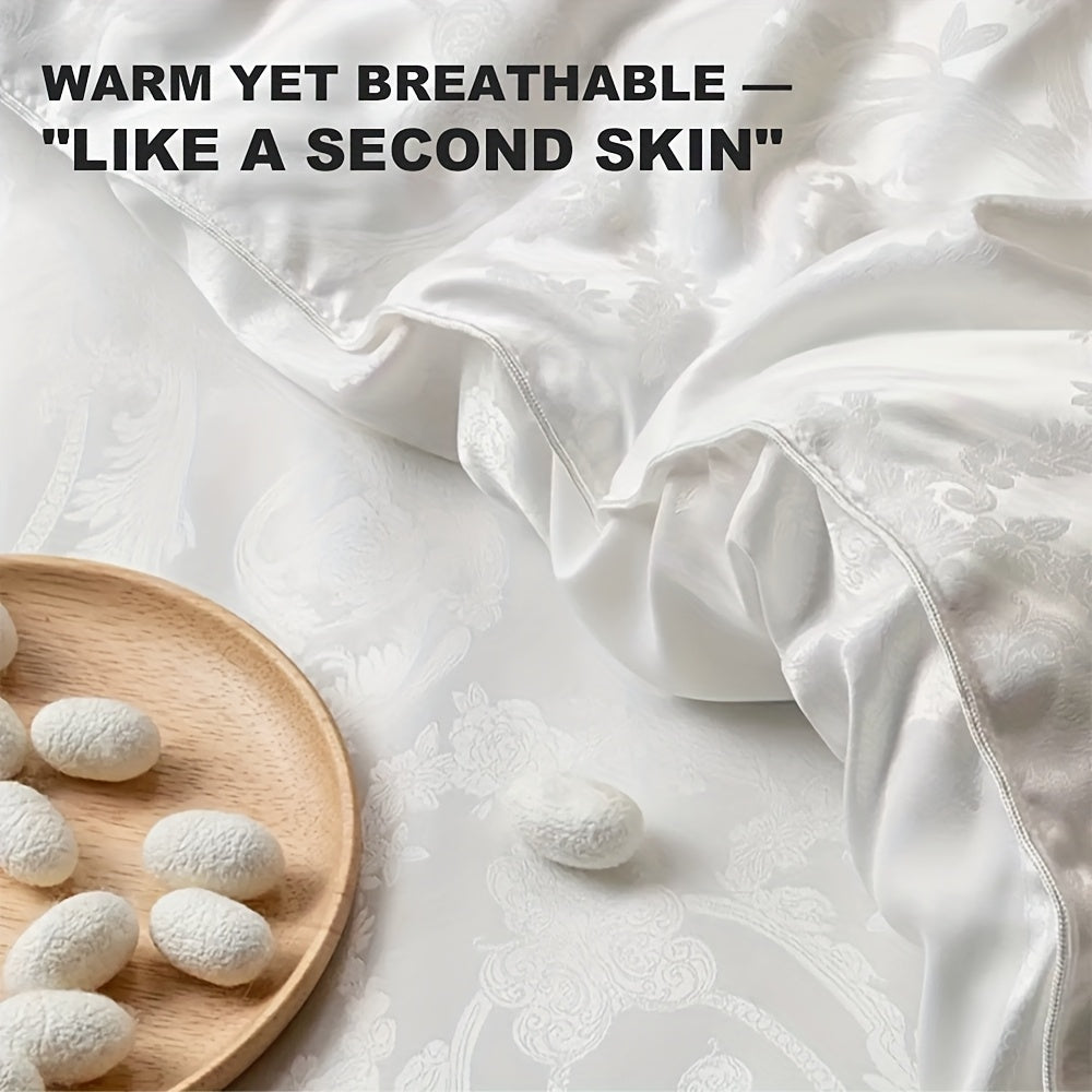 Luxury Silk Comforter Luxury Mulberry Silk Queen Size Comforter - 1pc All Season Lightweight Duvet Insert, Ultra Soft & Breathable Quilt for Year-Round Use