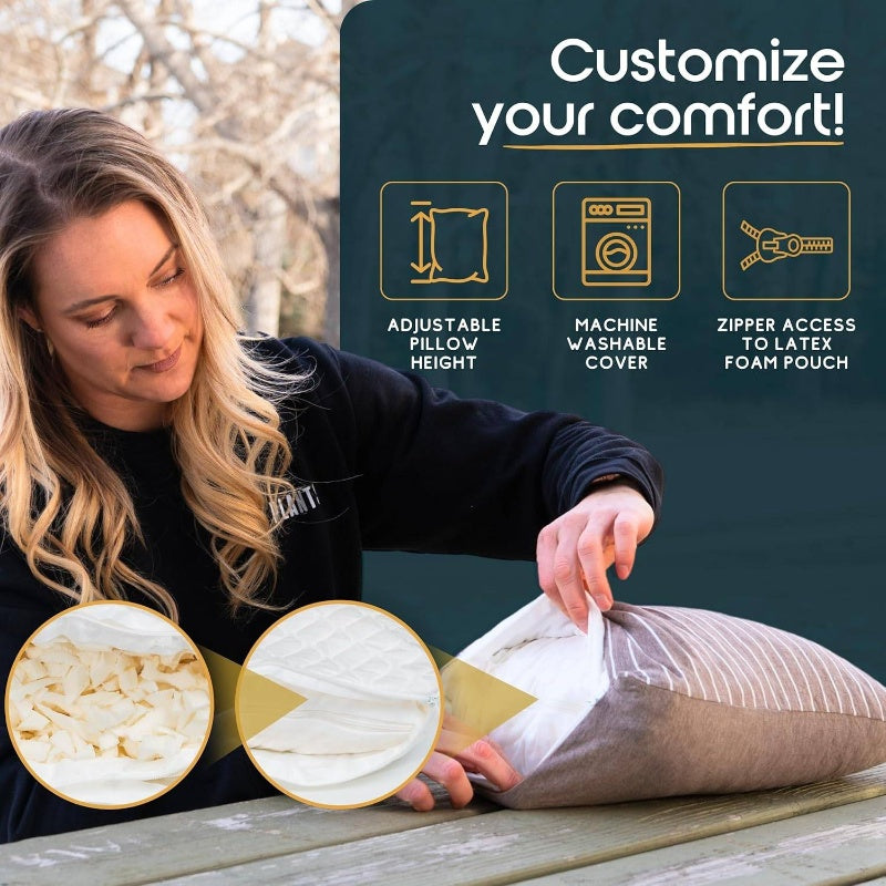 Latex Foam Adventure Pillow - Compressible, Adjustable, Camping, Roadtrip, Airplane, Travel, Camping Essential