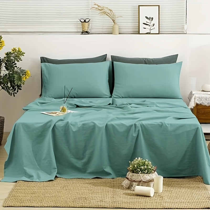 Ocean Blue Linen Sheets Queen Size, 100% Washed French Linen Sheets Set With 4pcs Queen Bedding Sheets Set With Durable Deep Pocket Fitted Sheet, Flat Sheet And 2 Pillowcases