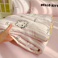 Light Beige Sanrio Summer Hello Kitty Quilt, Soft Microfiber Filling, Hello Kitty Theme, Machine Washable All-Season Lightweight Summer Quilt (Single Piece1, Excluding Pillowcase and Sheet)