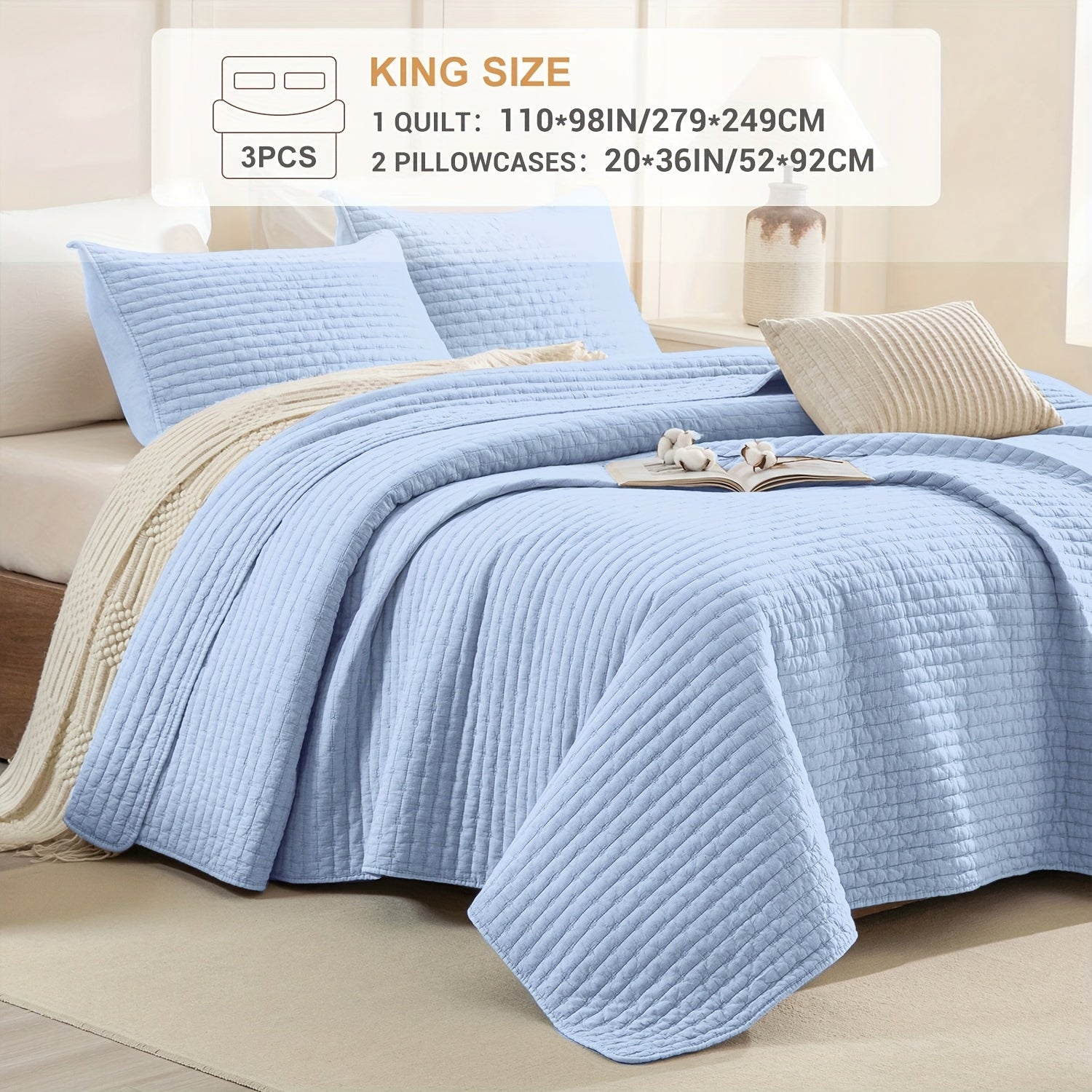 Stonewashed Cotton Coverlet, Olive Green Ultra Soft Crinkle Quilt Bedding Set 3pcs Cross Stitch Pattern Lightweight Breathable Bedspread Set for All Season