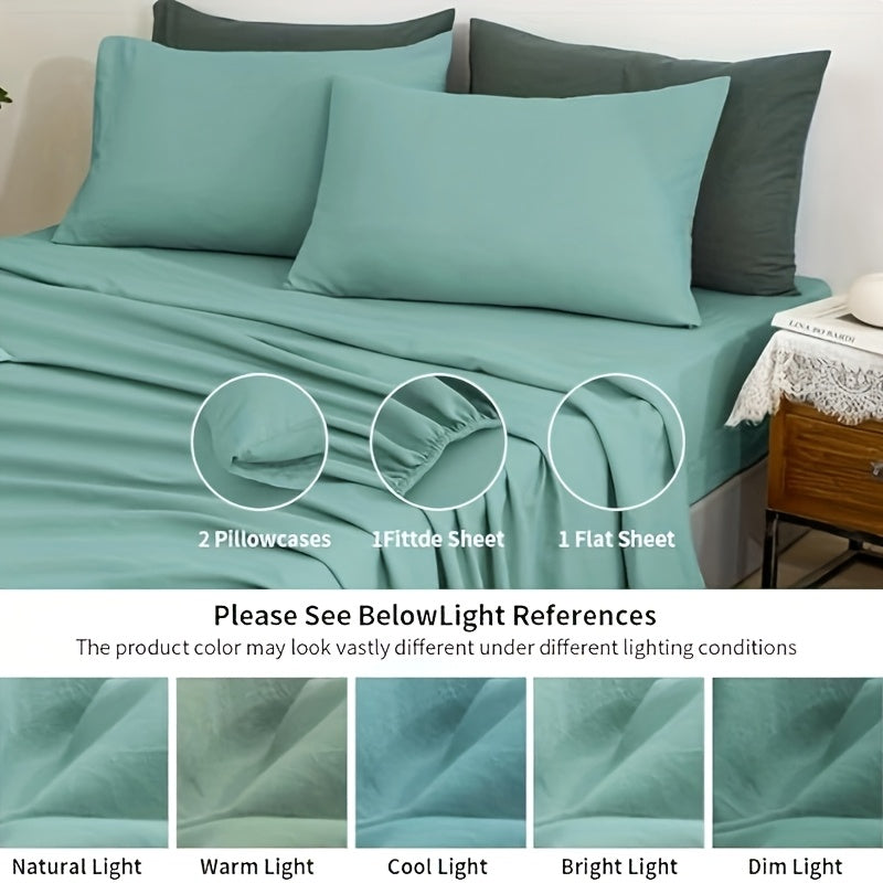 Ocean Blue Linen Sheets Queen Size, 100% Washed French Linen Sheets Set With 4pcs Queen Bedding Sheets Set With Durable Deep Pocket Fitted Sheet, Flat Sheet And 2 Pillowcases