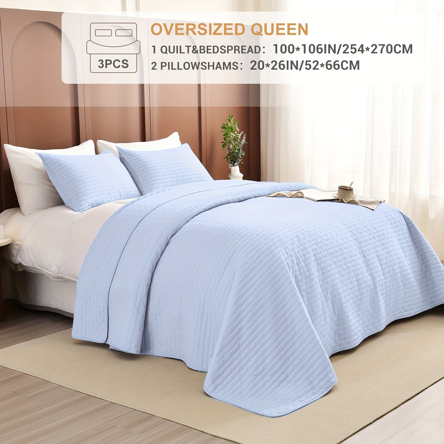 Lightweight Soft Extra Large Thin Quilt Set 3pcs, Minimalist Aesthetic Style, Ultra-Soft Comfortable Lightweight Bedding for All Seasons