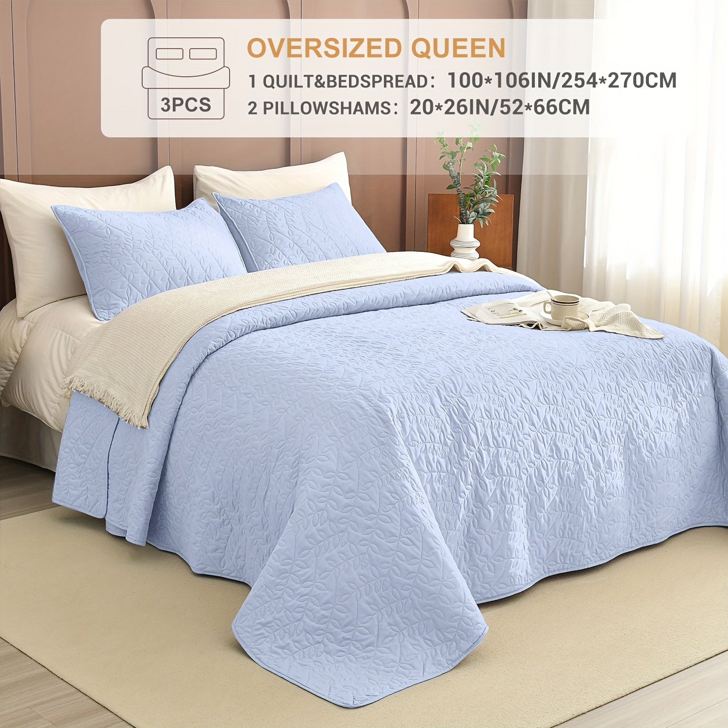 Lightweight Soft Extra Large Thin Quilt Set 3pcs, Minimalist Aesthetic Style, Ultra-Soft Comfortable Lightweight Bedding for All Seasons