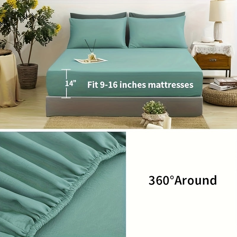 Ocean Blue Linen Sheets Queen Size, 100% Washed French Linen Sheets Set With 4pcs Queen Bedding Sheets Set With Durable Deep Pocket Fitted Sheet, Flat Sheet And 2 Pillowcases