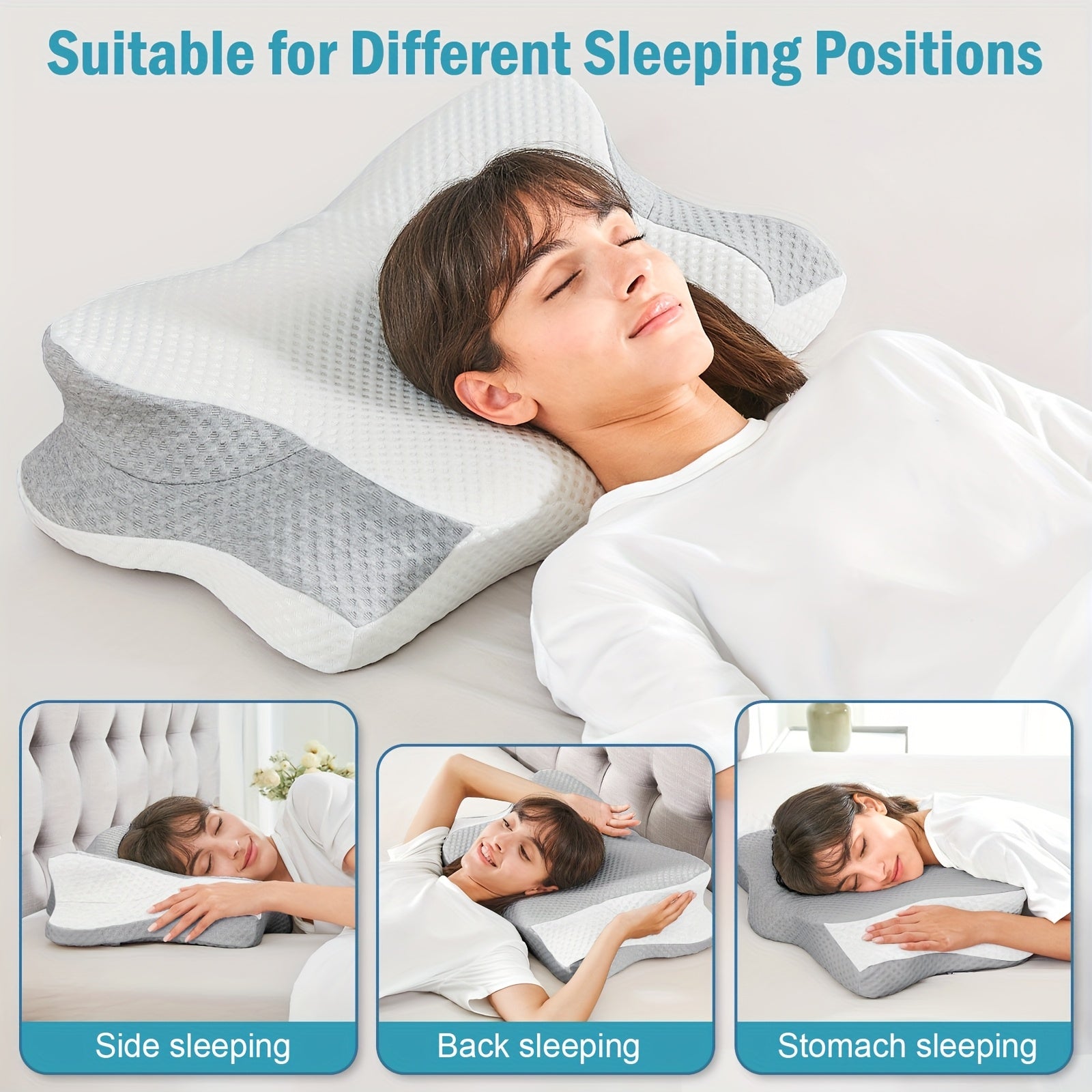 Cervical Pillow For Neck And Shoulder, Contour Memory Foam Pillow, Ergonomic Neck Support Pillow For Side Back Stomach Sleepers With Pillowcase