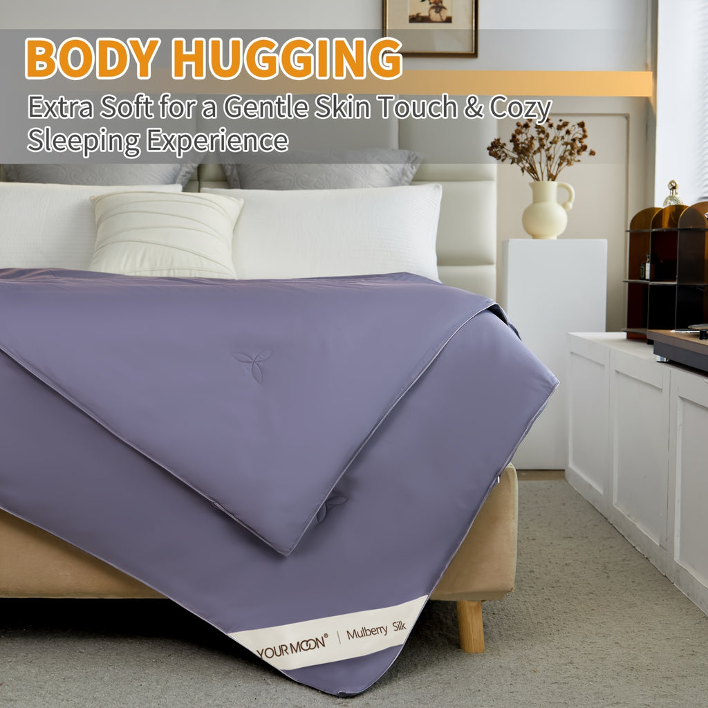 Luxurious Summer\u002FSpring Lightweight Mulberry Silk Comforter, Luxury Silk Bedding Summer, Long Strand Silk Fill Duvet Blankets, Noiseless Cotton Shell (Dark Gray)