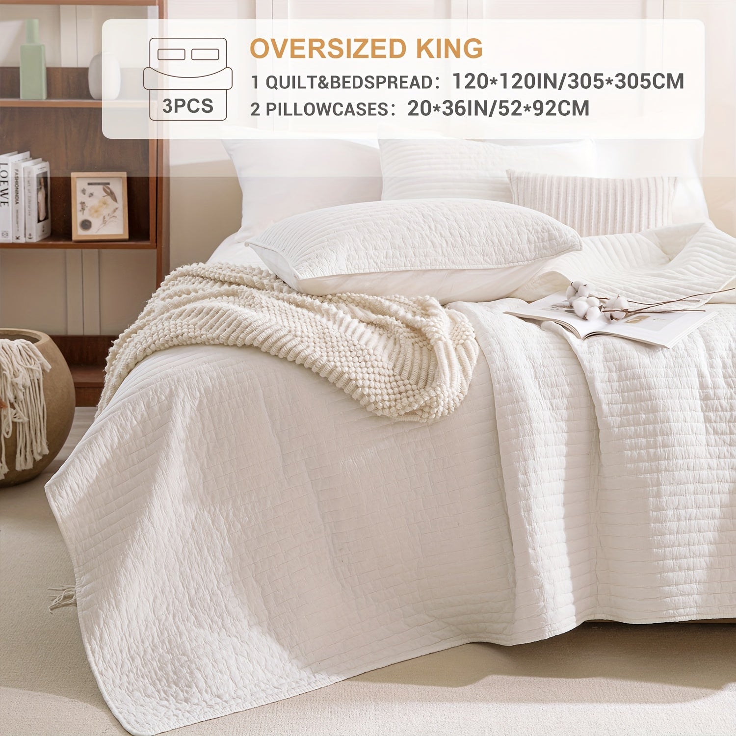 Stonewashed Cotton Coverlet, Olive Green Ultra Soft Crinkle Quilt Bedding Set 3pcs Cross Stitch Pattern Lightweight Breathable Bedspread Set for All Season