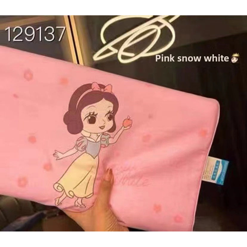 Shi Dizai Officially Licensed Cartoon Character Latex Pillow - Removable Compressed Core with Zipper Closure, 45D High-Density Support, Cute Strawberry Bear, Winnie-the-Pooh & Minnie Mouse Designs, Machine Washable Bedding & Adults, Durable Latex Material