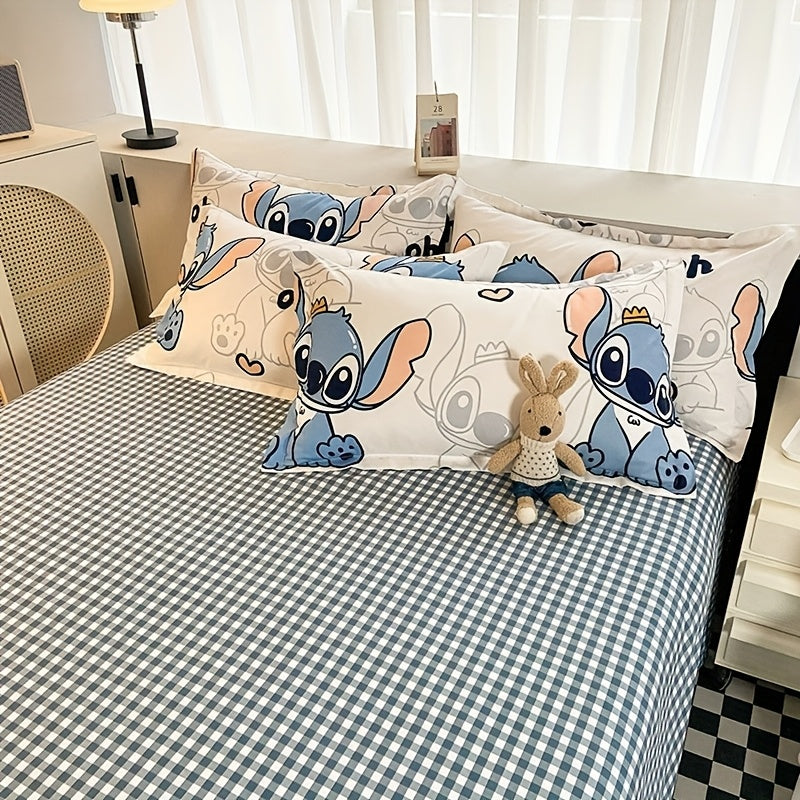Disney Authorized Stitch Sheet Set 4pcs, Adult Bedding, Home Decoration Contains A Quilt Cover, A Flat Sheet And Two Pillowcases