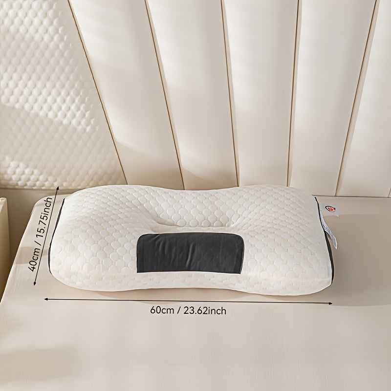 Ergonomic Neck Support Pillow - Soft Breathable Acrylic & Latex Blend, Quilted Design for Neck & Cervical Support, Contoured Shape for Spine Alignment, Machine Washable, Neck Pillow for Sleeping, Comfortable Sleeping, Cushioned Comfort, Durable Constructi