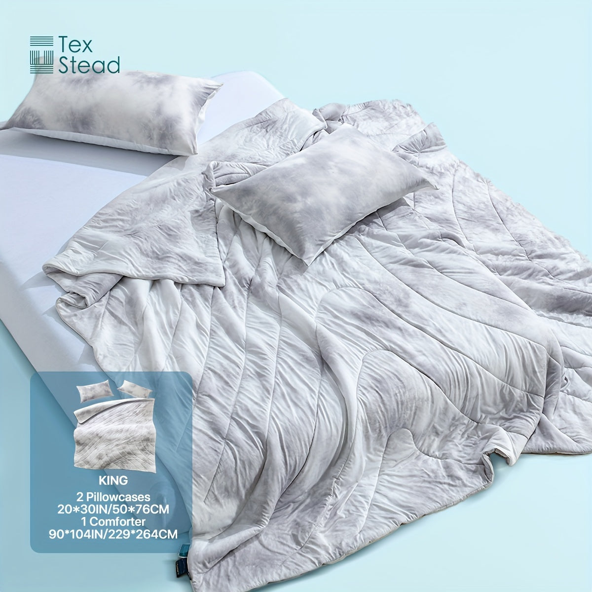 2\u002F3 Pcs Summer High Cool Feeling Value Tie-Dye Wave Quilted Cool Feeling Summer Quilt (1*Cool Feeling Summer Quilt + 1\u002F2 Pillowcase)