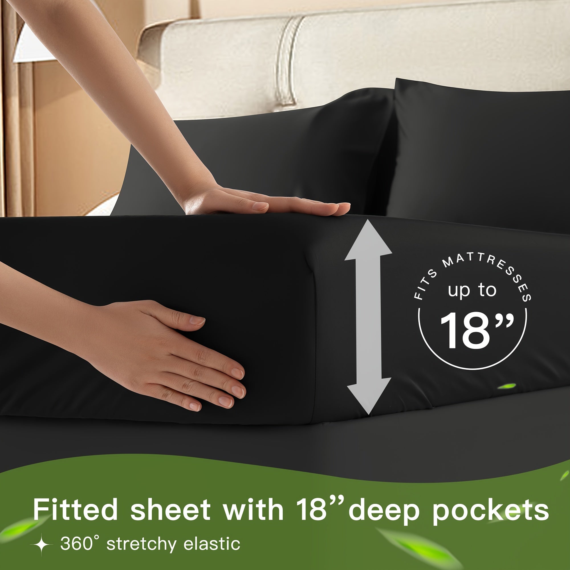 LBRO2M 4\u002F6pcs Bamboo Bed Sheets Set, Luxury Silky Breathable Sheet Set, Ultra Soft Sheet for Hot Sleepers, 16\