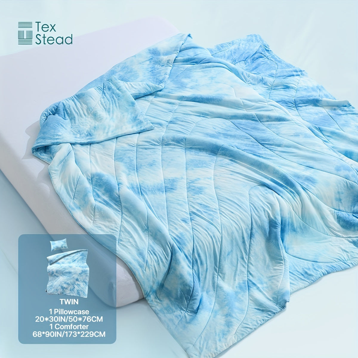 2\u002F3 Pcs Summer High Cool Feeling Value Tie-Dye Wave Quilted Cool Feeling Summer Quilt (1*Cool Feeling Summer Quilt + 1\u002F2 Pillowcase)