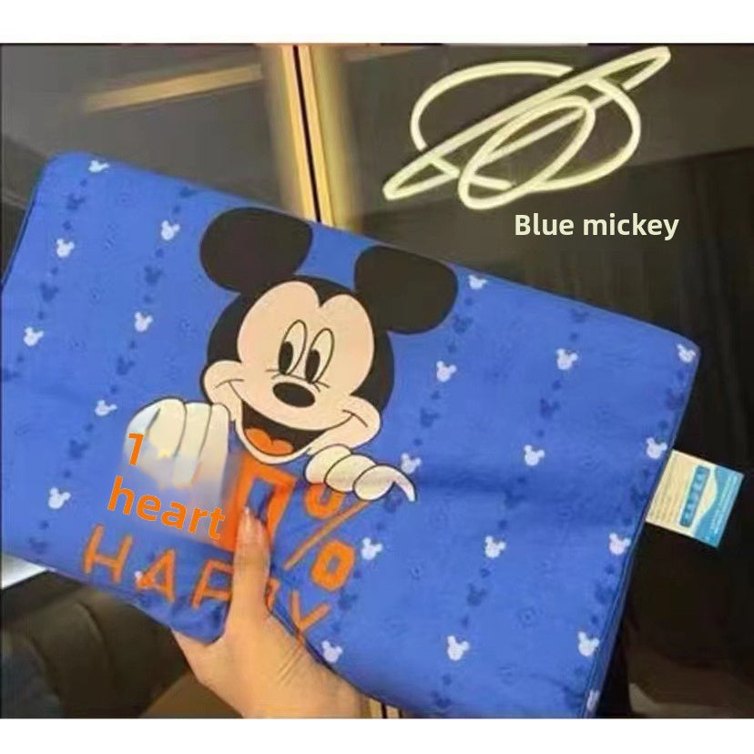 Shi Dizai Officially Licensed Cartoon Character Latex Pillow - Removable Compressed Core with Zipper Closure, 45D High-Density Support, Cute Strawberry Bear, Winnie-the-Pooh & Minnie Mouse Designs, Machine Washable Bedding & Adults, Durable Latex Material