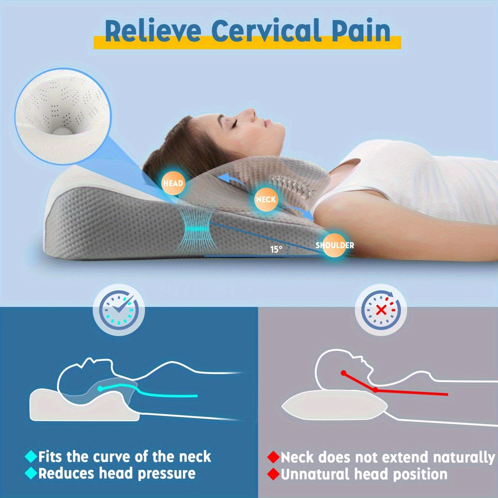 1pc Butterfly Shape Pillow - Ergonomic Cervical Support, Slow Rebound, Sleep Relaxation Neck Pillow, Neck Support Pillow, Back And Side Sleeper Bedding - Machine Washable Pillowcase, Gift For Elders And Parent