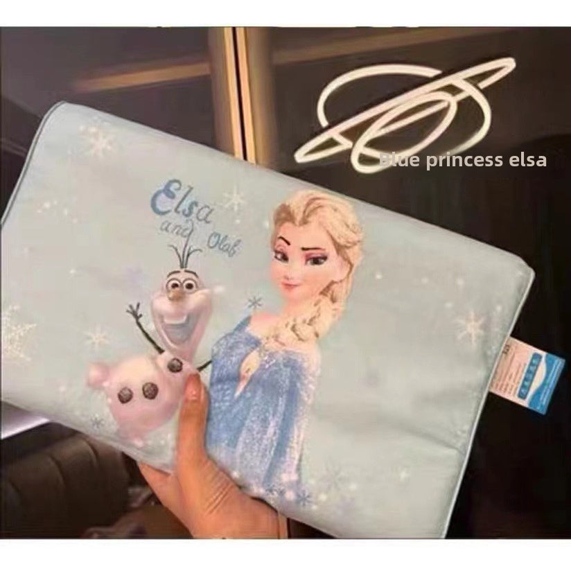 Shi Dizai Officially Licensed Cartoon Character Latex Pillow - Removable Compressed Core with Zipper Closure, 45D High-Density Support, Cute Strawberry Bear, Winnie-the-Pooh & Minnie Mouse Designs, Machine Washable Bedding & Adults, Durable Latex Material