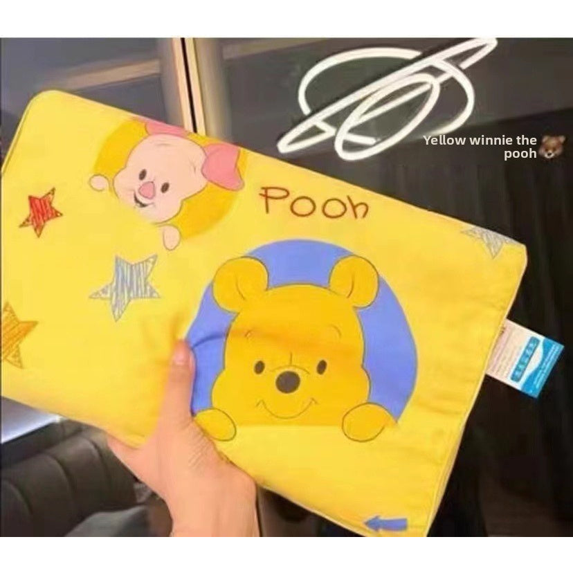 Shi Dizai Officially Licensed Cartoon Character Latex Pillow - Removable Compressed Core with Zipper Closure, 45D High-Density Support, Cute Strawberry Bear, Winnie-the-Pooh & Minnie Mouse Designs, Machine Washable Bedding & Adults, Durable Latex Material