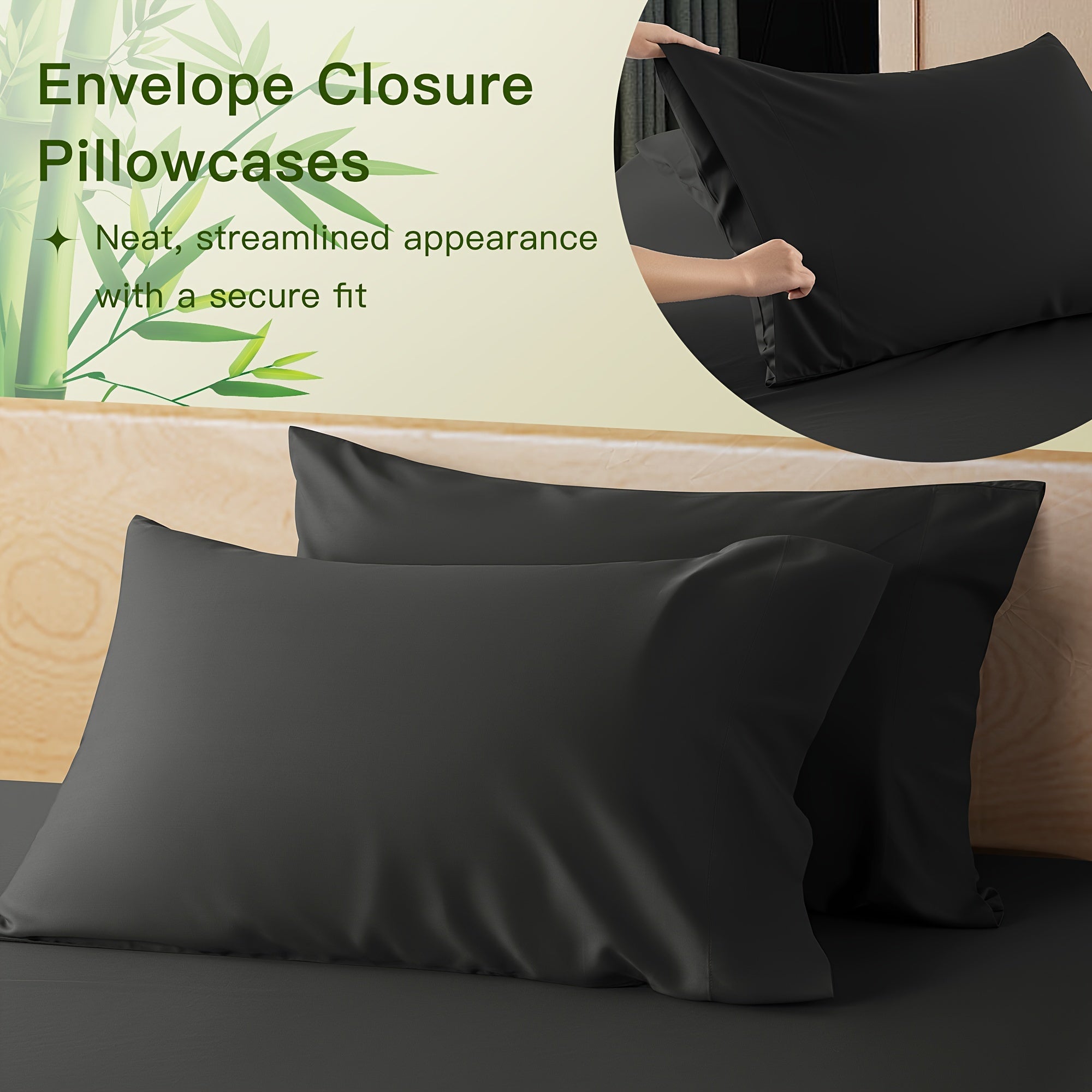 LBRO2M 4\u002F6pcs Bamboo Bed Sheets Set, Luxury Silky Breathable Sheet Set, Ultra Soft Sheet for Hot Sleepers, 16\