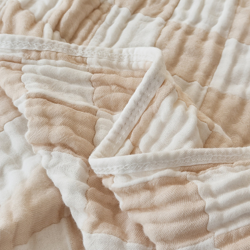 Ultra-Soft 100% Cotton Gauze Blanket - Lightweight, Breathable & Machine Washable - Perfect for Sofa, Bed, Travel & Outdoor Use - Versatile Checkerboard Design