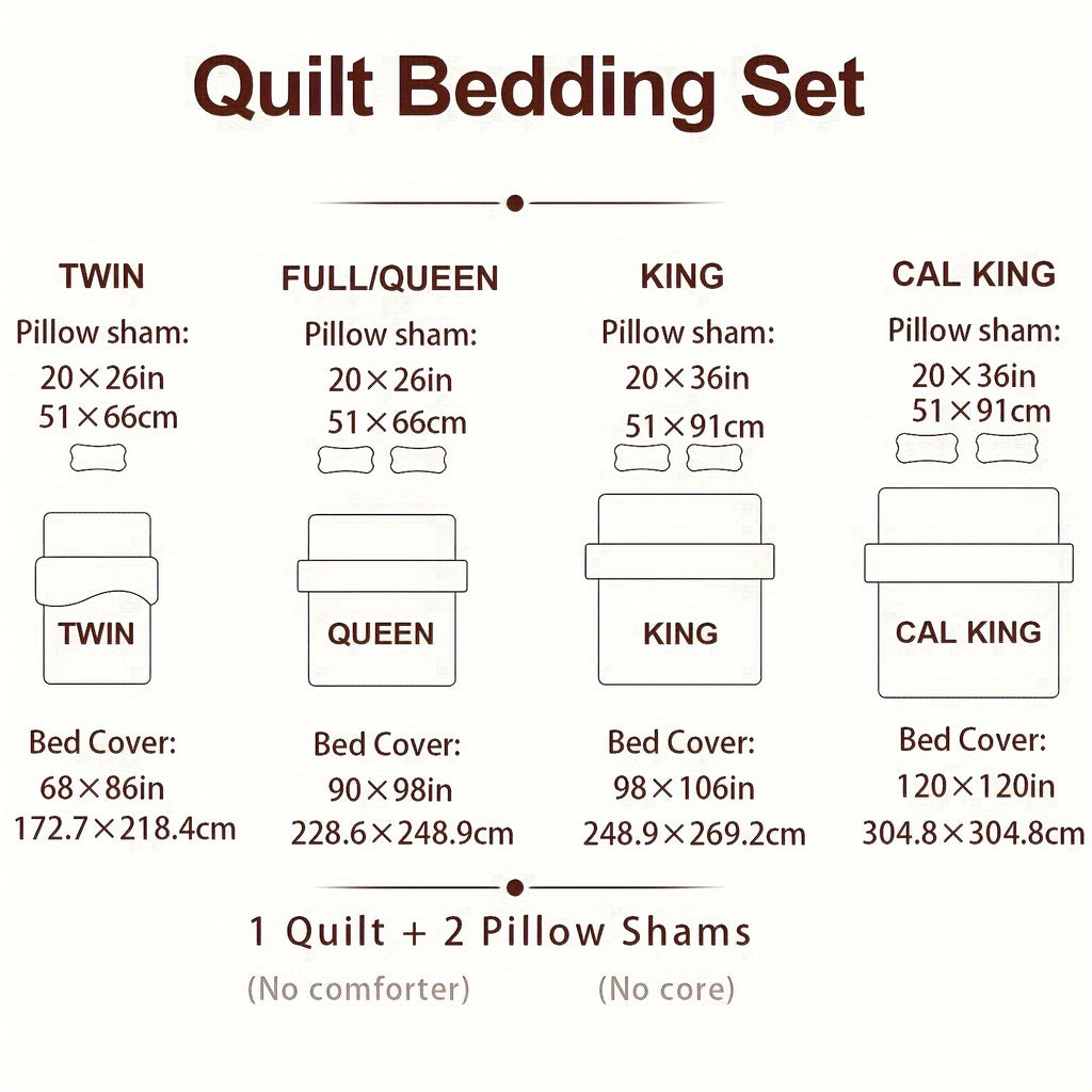 100% Cotton 3-Piece Quilt Set With Golden\u002FTan Print - White Full Queen Size Lightweight Bedspread Coverlet - 90''x98'' Soft Luxurious Embroidered Bedding Set For All Seasons (1 Quilt, 2 Pillow Shams)