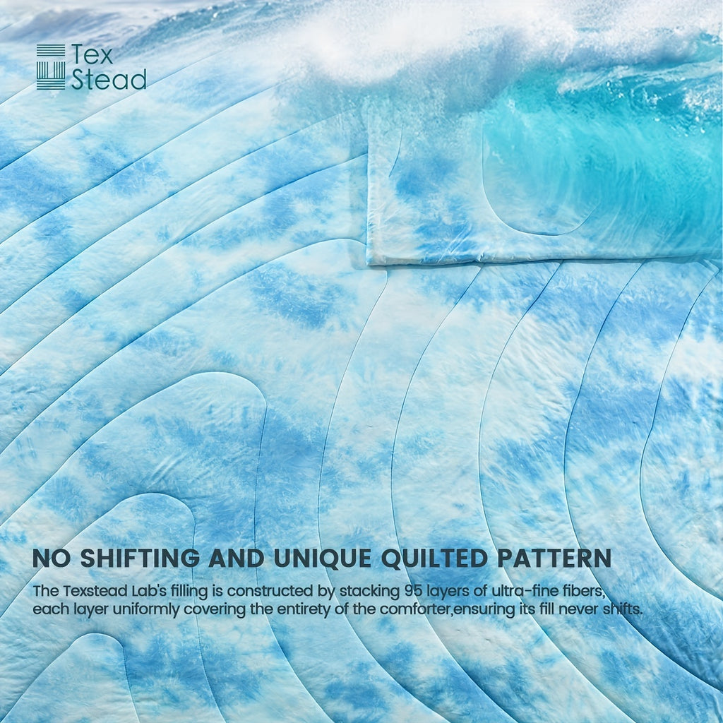 2\u002F3 Pcs Summer High Cool Feeling Value Tie-Dye Wave Quilted Cool Feeling Summer Quilt (1*Cool Feeling Summer Quilt + 1\u002F2 Pillowcase)